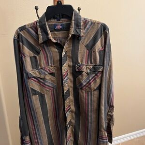 Dickies Vintage Striped Button-Up Shirt Large